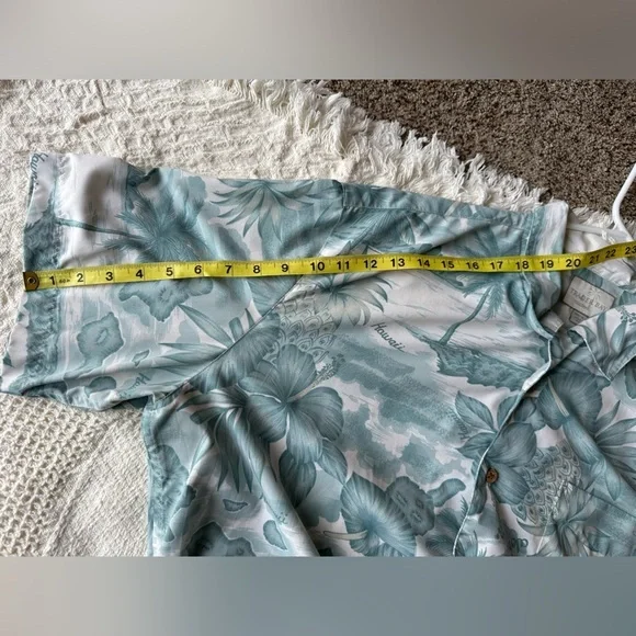 Trader Bay Washable  Mens XL Green/White Floral Button Short Sleeve Hawaii Shirt - Picture 11 of 12